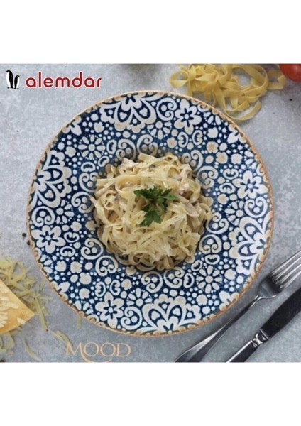 28 cm Makarna Tabağı, Mavi Serisi, Şık ve Dayanıklı, 1 Adet