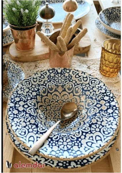 28 cm Makarna Tabağı, Mavi Serisi, Şık ve Dayanıklı, 1 Adet