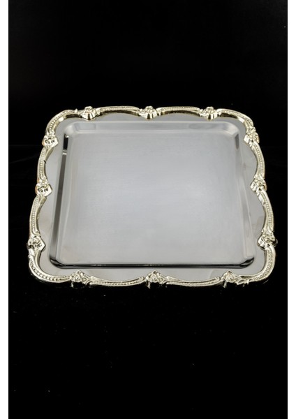 Gül Figürlü Paslanmaz Çelik Sunum Tepsisi, Şık ve Parlamayan Tasarım fiyatları