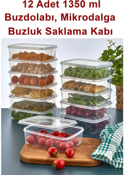 12 Adet 1350 ml Saklama Kabı, Buzluk ve Mikrodalga Uyumlu, Dayanıklı ve Şık Beyaz Renk fiyatları