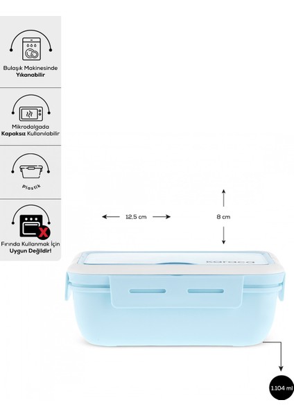 Mavi Çatal Kaşıklı Saklama Kutusu, Pratik ve Şık Yemek Taşıma Çözümü fiyatları