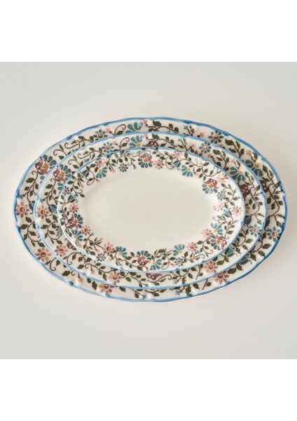 Vintage Porselen Bordürlü Kayık Tabak 20 Cm, Şık ve Zarif Mutfak Dekoru fırsatları