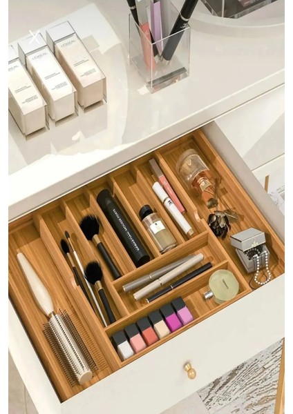 Bambu Ayarlanabilir Kaşıklık Organizeri, Çekmece Içi Bölmeli, Ölçü Ayarlı, Kahverengi modelleri