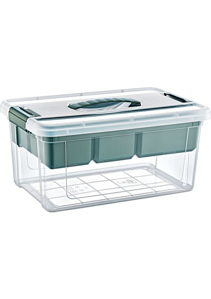 Yeşil Bölmeli Çok Amaçlı Organizer Kutu, 9 Litrelik Saklama Çözümü