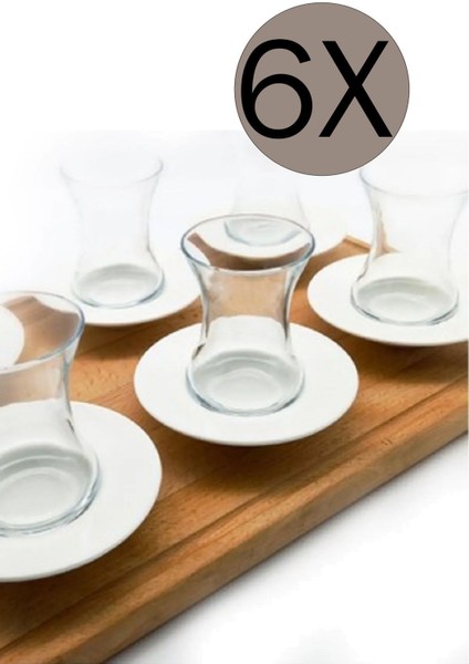 Beyaz Porselen Çay Tabak Seti, 6'lı, Zarif ve Şık Tasarım