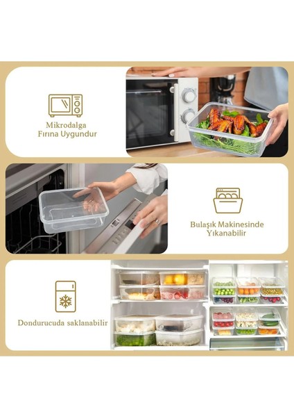 12'li 1350 ml Buzluk ve Mikrodalga Saklama Kabı Seti, Beyaz modelleri