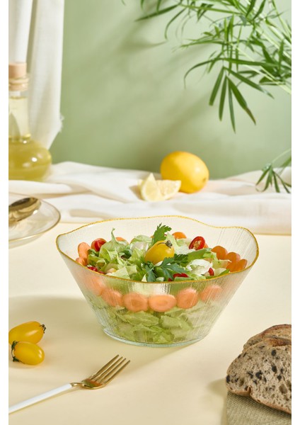 Büyük Boy Cam Salata Kasesi, 21 Cm, Şık ve Kullanışlı, Beyaz Renkli Ev ve Mutfak Için