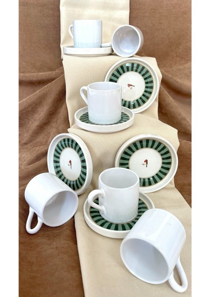 Yeşil Seri 12 Parça Seramik Kahve Fincan Takımı Lüx Tasarım modelleri