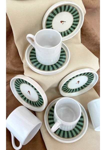 Yeşil Seri 12 Parça Seramik Kahve Fincan Takımı Lüx Tasarım fırsatları