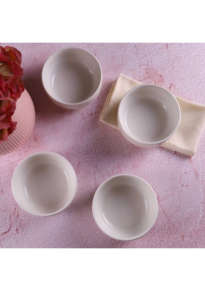 Klasik 12 cm 4'lü Kase Takımı, Krem Renk, Şık ve Kullanışlı Tasarım