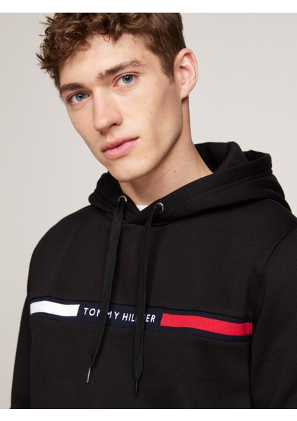Tommy Hılfıger Erkek Marka Logolu Kapüşonlu Şık Görünüşlü Siyah Sweatshirt MW0MW37361 Bds fiyatları