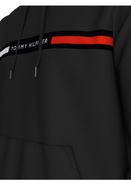Tommy Hılfıger Erkek Marka Logolu Kapüşonlu Şık Görünüşlü Siyah Sweatshirt MW0MW37361 Bds fırsatları