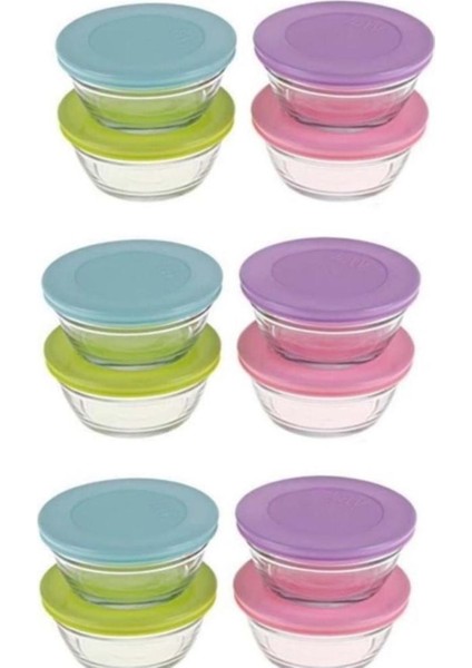 Beyaz 12'li Kapaklı Cam Saklama Kabı Seti - MST243