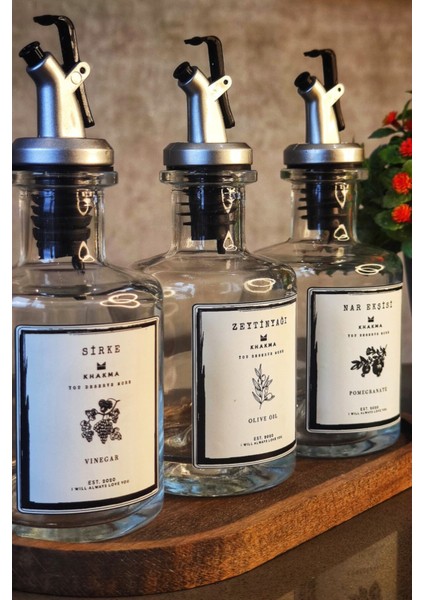 Ahşap Standlı 3'lü Şeffaf 250 ml Yağdanlık Seti fırsatları