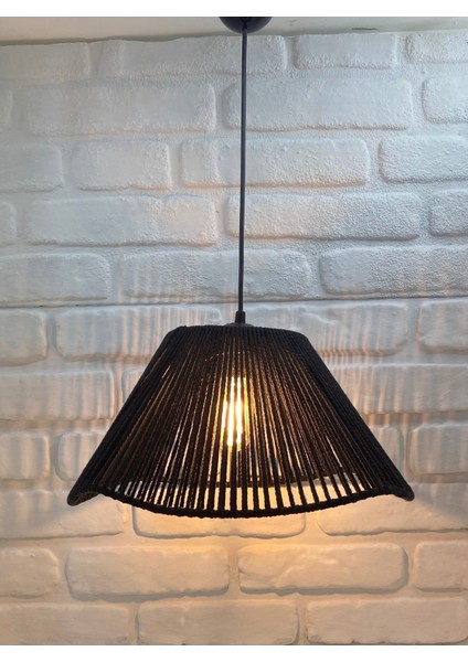 El Yapımı Siyah Ip Örmeli Dalga Model Tek Sarkıtlı Avize Aydınlatma Modelleri fiyatları