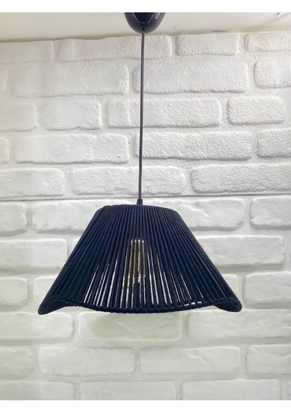 El Yapımı Siyah Ip Örmeli Dalga Model Tek Sarkıtlı Avize Aydınlatma Modelleri modelleri