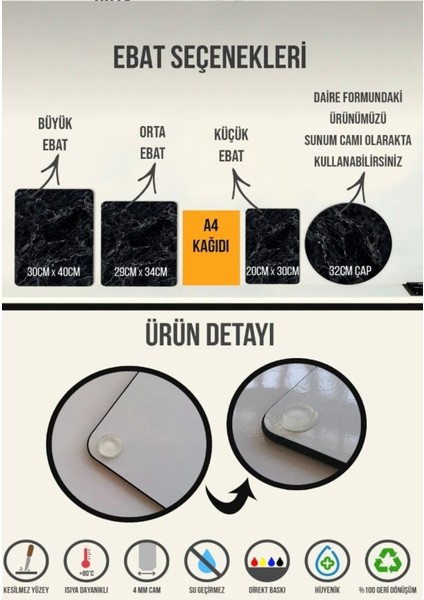 Mermer Görünüm Cam Kesme ve Kahve Sunum Tablası, Renkli, Estetik ve Fonksiyonel modelleri