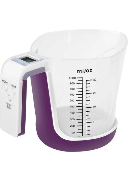 LCD Ekranlı Dijital Mutfak Tartısı, Sıvı ve Katı Ölçüm, Mor Renk