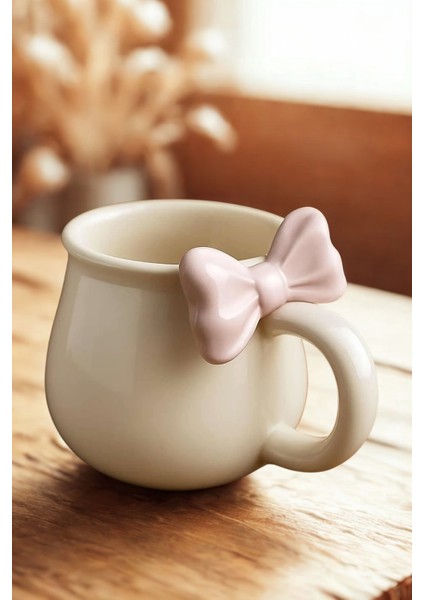 Pembe Fiyonklu 300 ml Beyaz Seramik Kupa Bardak, Şık ve Kullanışlı Hediye Seçeneği fiyatları