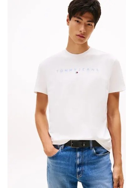 Tommy Hılfıger Erkek Marka Logolu Organik Pamuklu Bisiklet Yakalı Günlük Kullanıma Uygun 1beyaz1 T-Shirt DM0DM20744 0k5