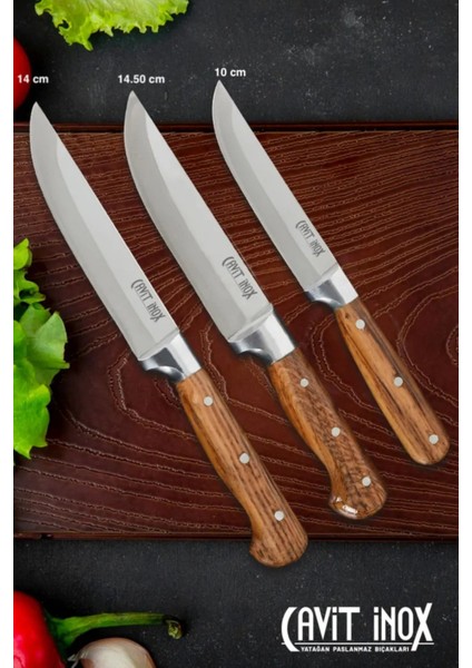 3 Parça Mutfak Bıçak Seti, Dayanıklı ve Şık Tasarım