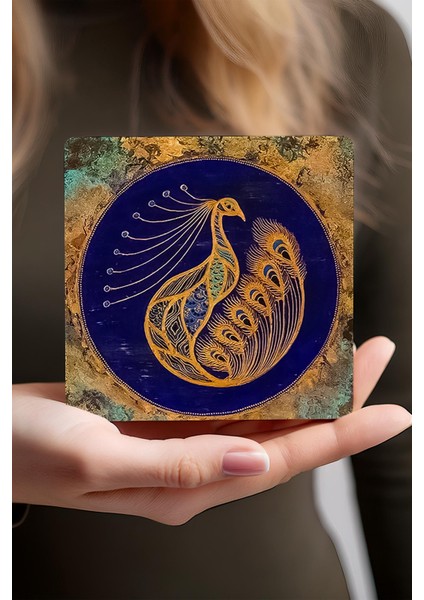 El Yapımı Çini Desenli 4'lü Masaüstü Altlık Seti, 10X10CM, Şık ve Dayanıklı fırsatları