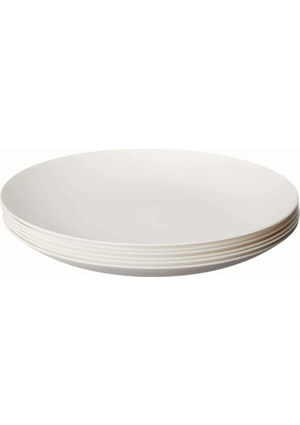 6'lı Beyaz Melamin Servis Tabağı 24CM, Şık ve Dayanıklı Günlük Kullanım