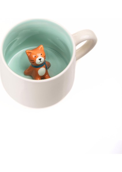 Sevimli Kedi Figürlü 3D Porselen Kupa, 350 Ml, Eğlenceli ve Şık Tasarım indirimleri