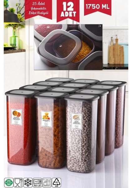 12'li 1750 ml Antrasit Kırılmaz Saklama Kabı Seti fiyatları