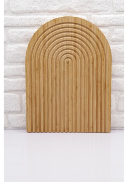 Bambu ve Ahşap Oymalı Yarım Oval Dekoratif Sunum ve Altlık