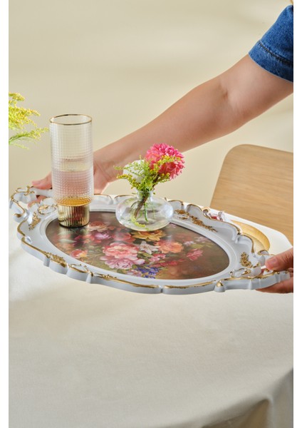 Gri Melamin Oval Tepsi 47 Cm, Şık ve Dayanıklı Mutfak Aksesuarı fiyatları