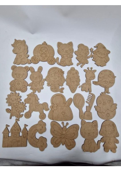21 Adetlik Set Sevimli Figürler Ahşap Boyama Okul Diy Etkinlik Aktivite Sanat
