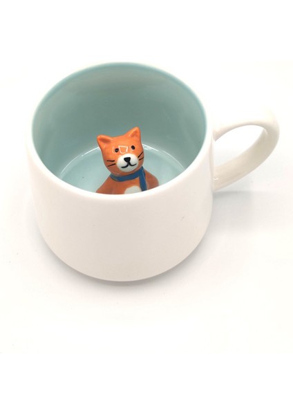 Sevimli Kedi Figürlü 3D Porselen Kupa 350 Ml, Eğlenceli ve Şık Tasarım fiyatları