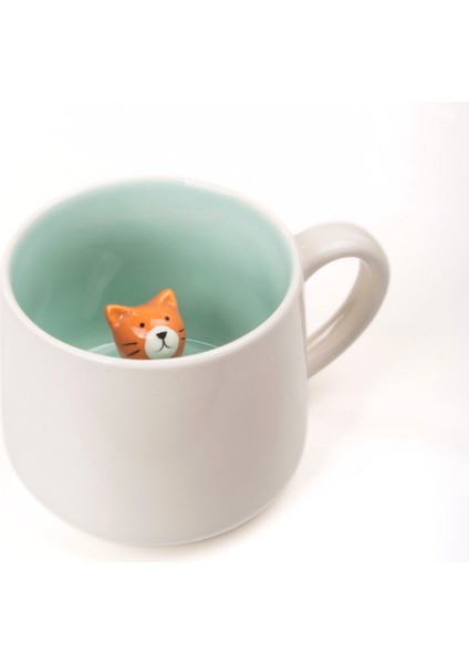 Sevimli Kedi Figürlü 3D Porselen Kupa 350 Ml, Eğlenceli ve Şık Tasarım fırsatları