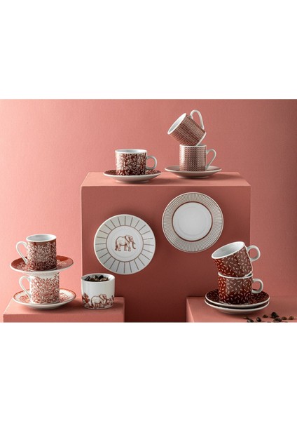 Bordo 80 ml Porselen Kahve Fincan Takımı, Şık ve Modern Tasarım, Çiftli Set modelleri