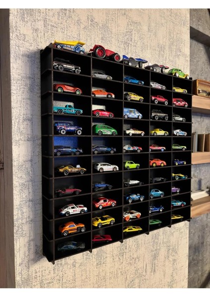 Oyuncak Araba Rafı Mobilya Siyah 3mm Mdf 50*50