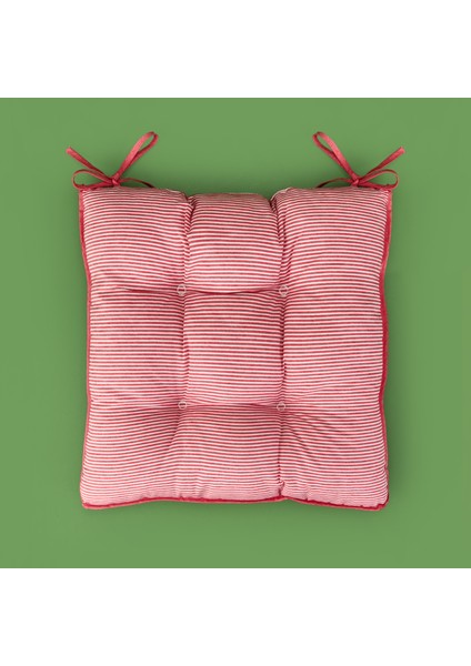 Soft Chilla 6'lı Sandalye Minderi Seti - Ekru / Kırmızı - 43X43 cm fiyatları