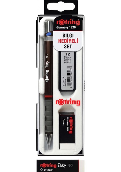 Tikky Mekanik Kurşun Kalem, Uç ve Silgi Seti, 0,7 mm Kalem