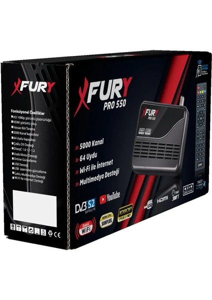 Full Hd, Wi-Fi, Sınırsız, Sinema Paketli, Tak Çalıştır Uydu Alıcısı Siyah