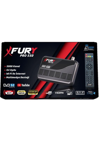 Full Hd, Wi-Fi, Sınırsız, Sinema Paketli, Tak Çalıştır Uydu Alıcısı Siyah