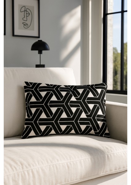 Jakar Kırlent Kılıfı Siyah Beyaz V1 40X60