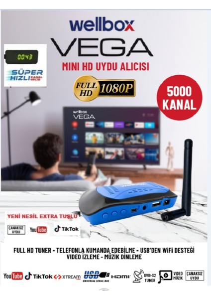 Full Hd Uydu Alıcısı, Wi-Fi, Çanak ve Çanaksız Anten, Sinema, Dizi, Youtube, Tiktok, Ip Tv