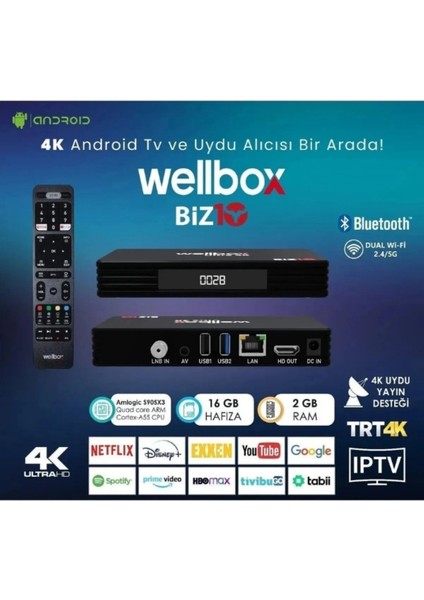 Yüksek Çözünürlük Android Tv Kutusu Uydu Alıcısı Siyah