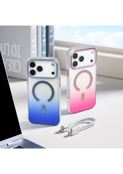 Apple iPhone 17 Pro Max Kılıf M-Safe Şarj Özellikli Transparan Renk Geçişli Redclick Toros Kapak indirimleri