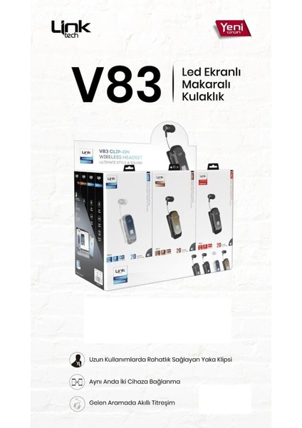 V83 Bluetooth Kulaklık Ekranlı Makaralı Titreşimli