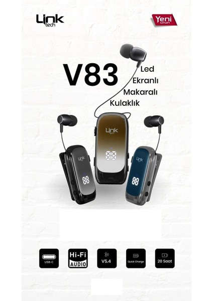 V83 Bluetooth Kulaklık Ekranlı Makaralı Titreşimli fiyatları
