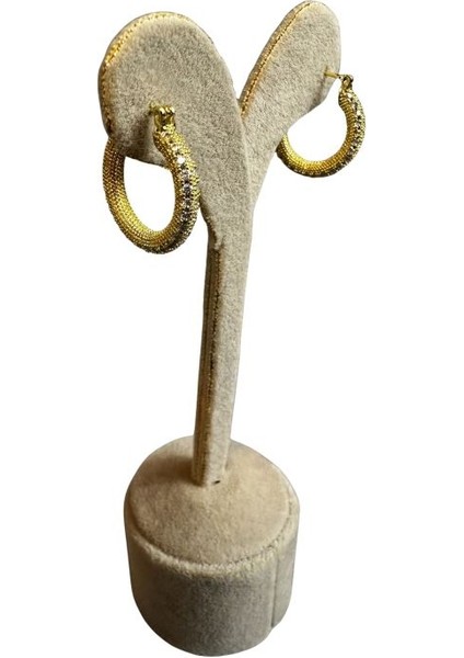 Zirkon Taşlı Minimal Şık Çelik Halka Küpe