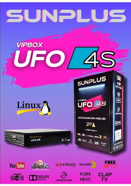 Yüksek Performanslı Uydu Alıcısı, Linux, 4gb Ram, Siyah Renkli