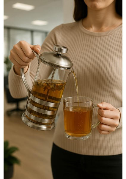 Natural Borosilikat Cam French Press Kış Çayı Filtre Kahve Demleme Demliği Ideal Boy Metalik fiyatları