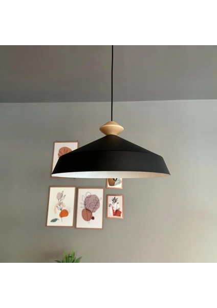 Lema Siyah Tekli Avize Ahşap Topaç Başlık Sarkıt Lamba Restoran Cafe Salon Avizeleri modelleri